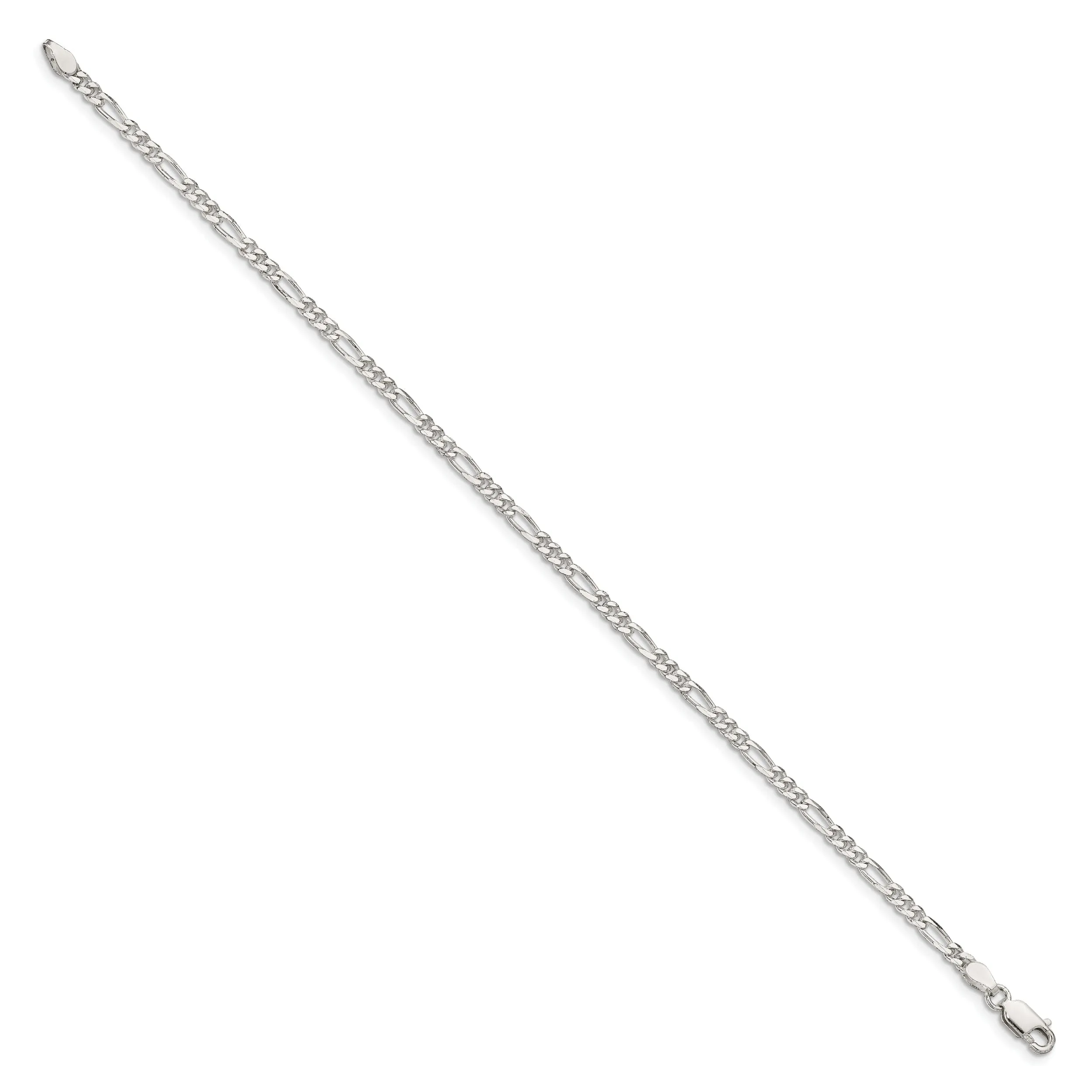 Silver Polished 3.00-mm Solid Figaro Chain