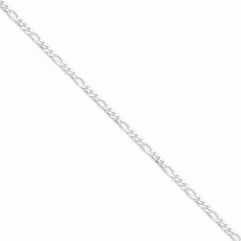 Silver Polished 3.00-mm Solid Figaro Chain