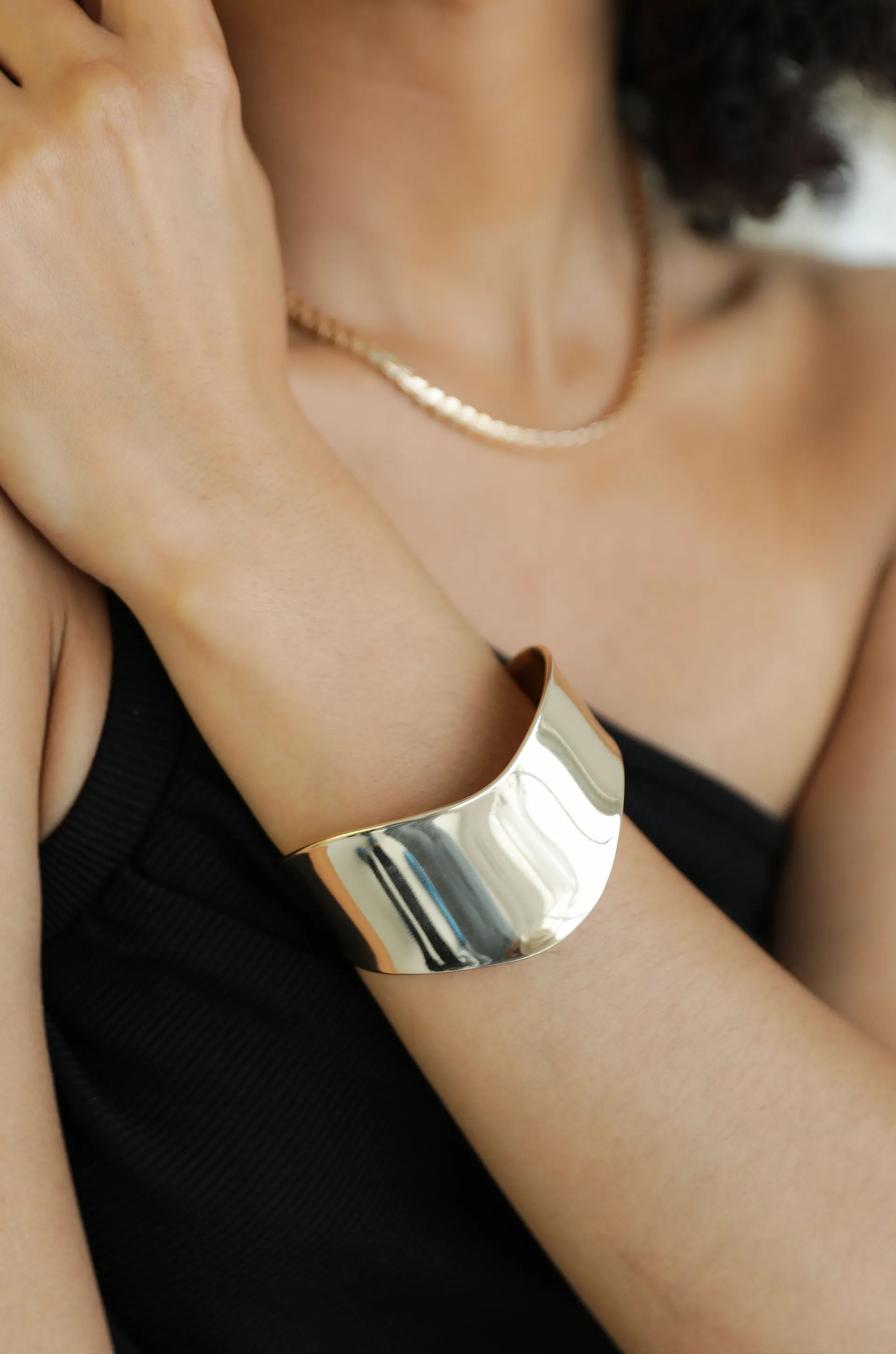 Smooth 18k Gold Plated Cuff Bracelet