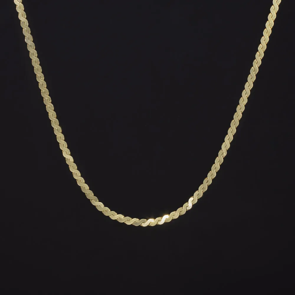 SOLID 14K YELLOW GOLD 30 INCH CHAIN 1.3m FIGURE EIGHT S LINK MEN LADIES NECKLACE