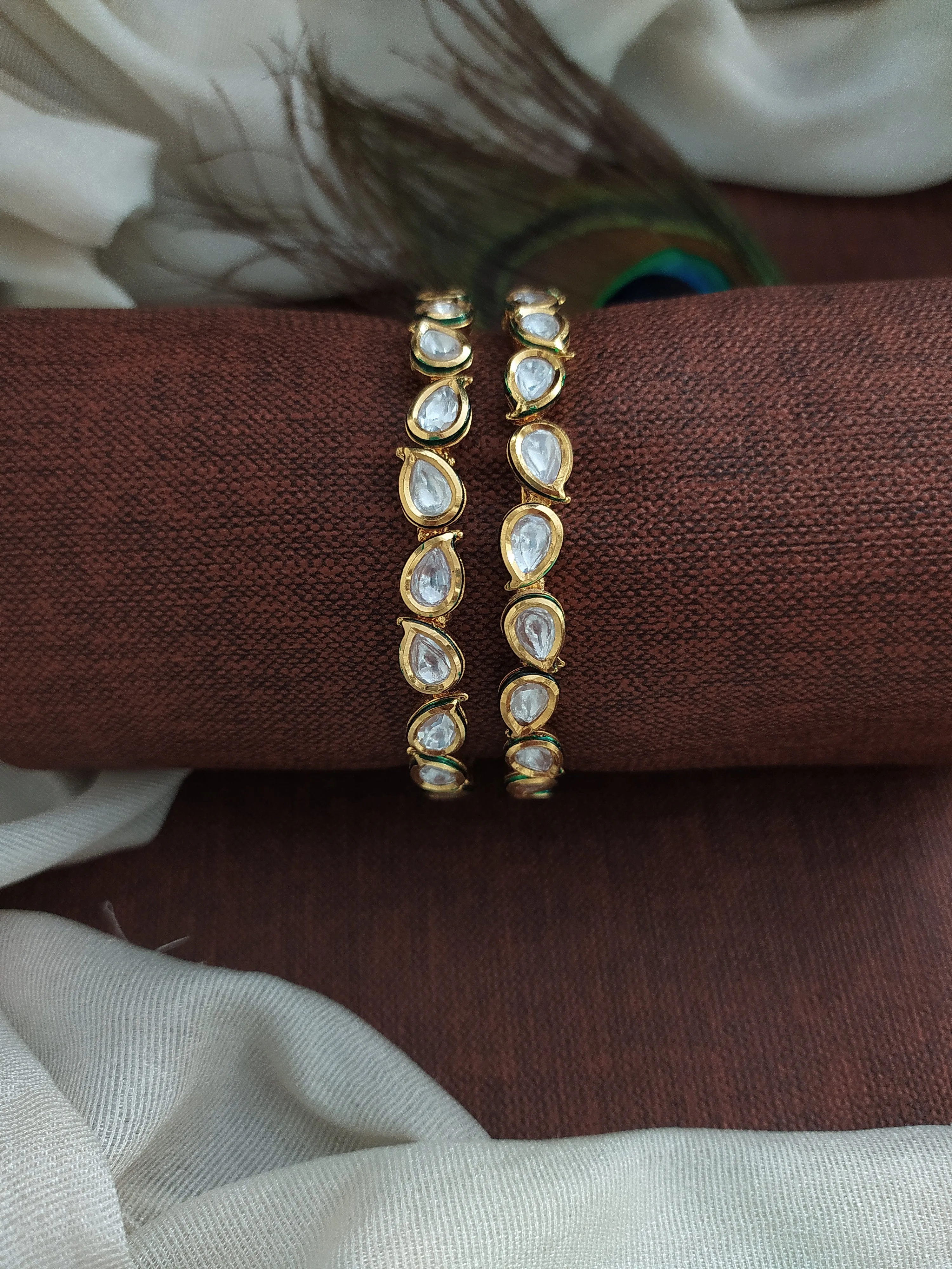 Sonal Fashion's Regal Radiance Gold Plated Polki & Kundan Bangles