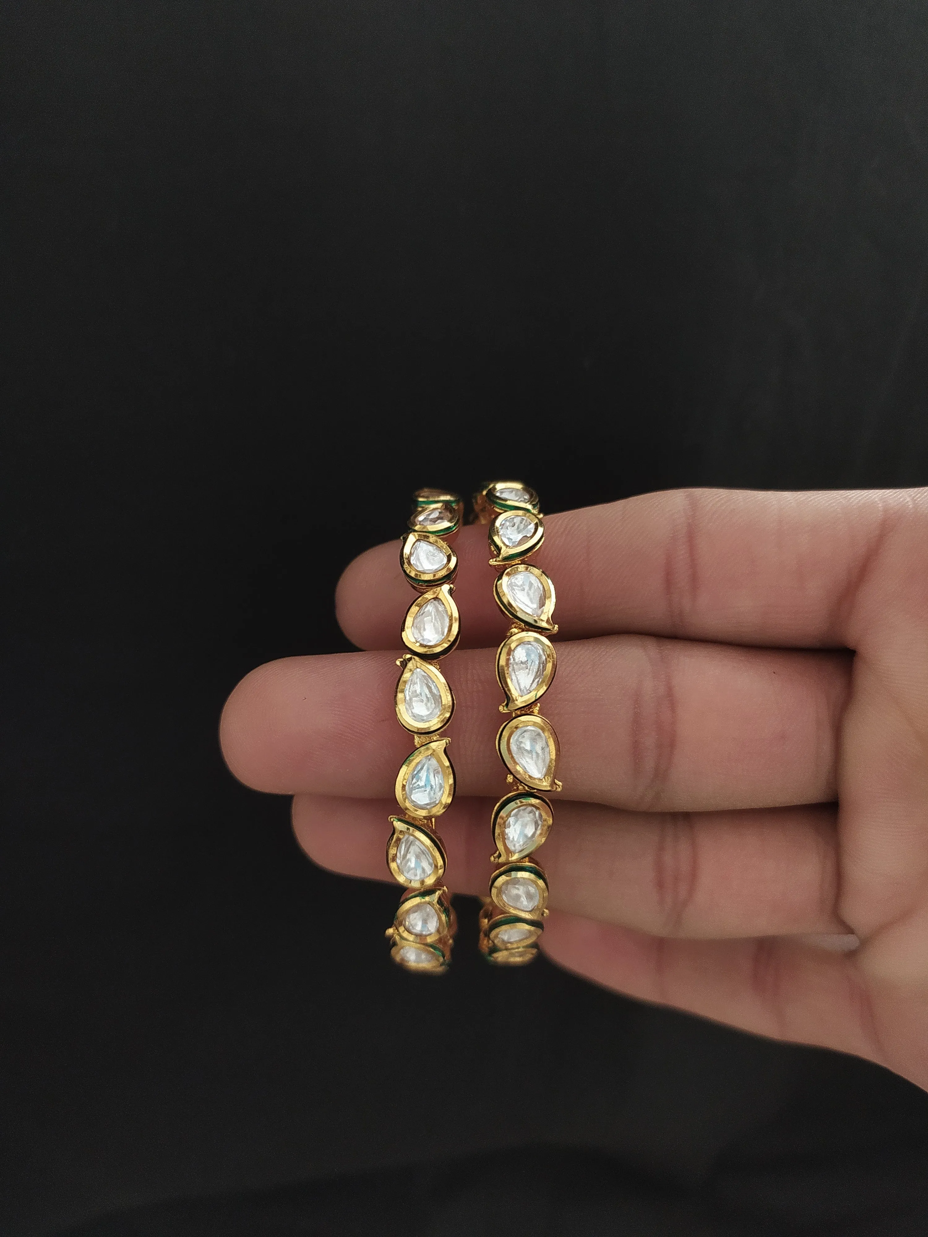 Sonal Fashion's Regal Radiance Gold Plated Polki & Kundan Bangles