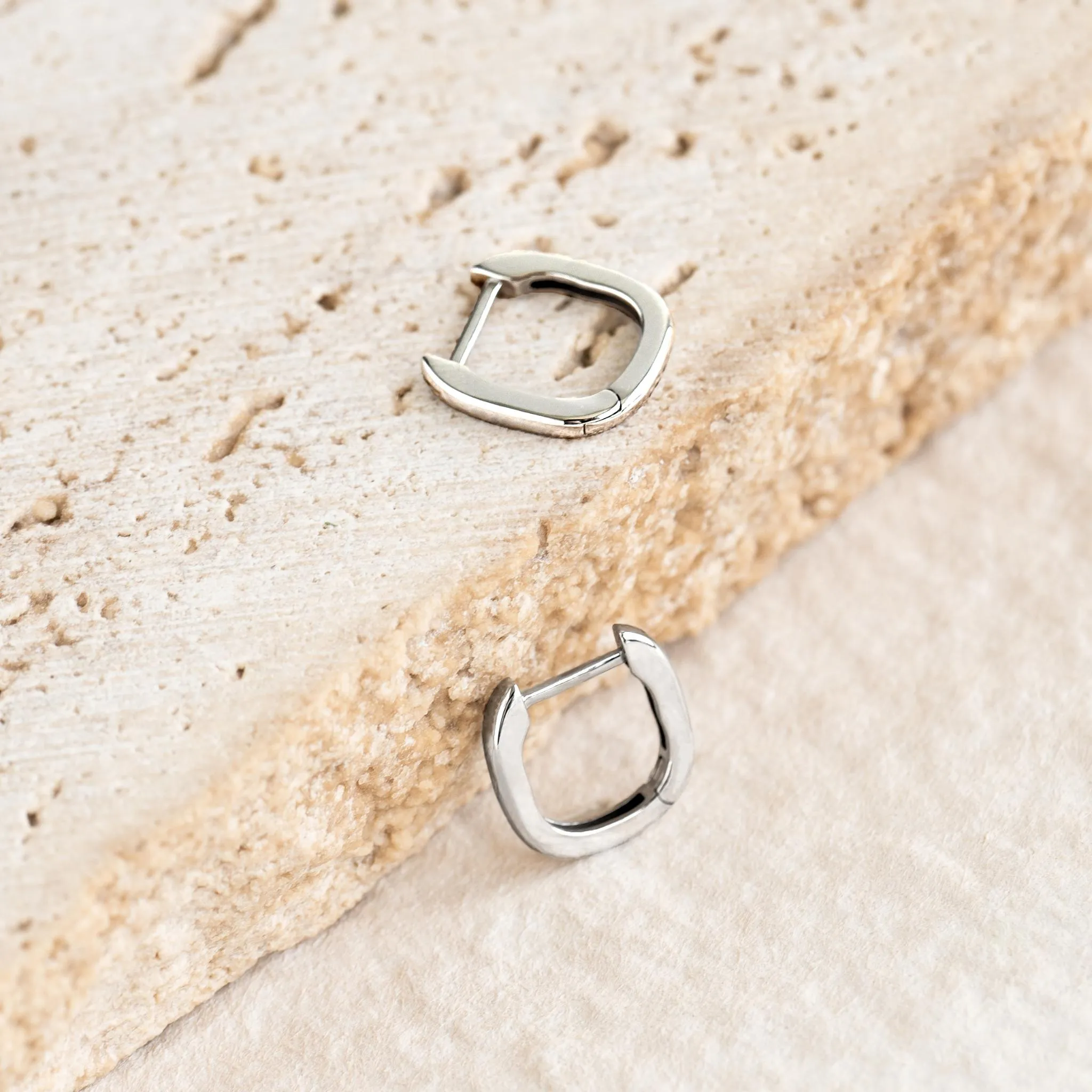 Square Huggie Earrings Silver - Amelia