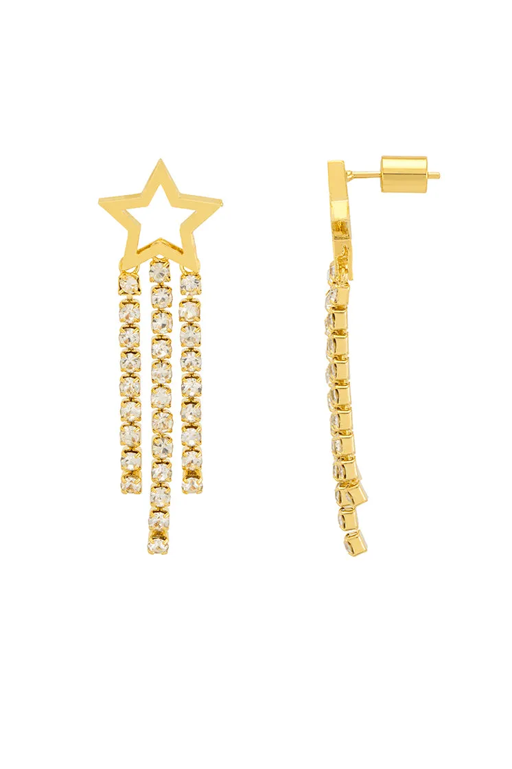 Star Tennis Chain Drop Stud Earrings