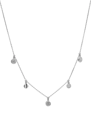 Sterling Silver Crystal Charm Disc Necklace