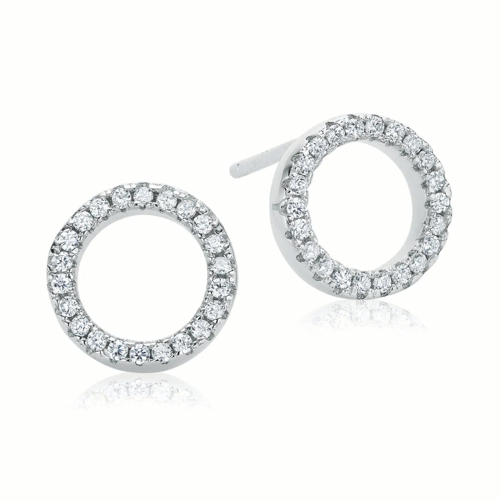 Sterling Silver Cubic Zirconia Open Circle Stud Earrings