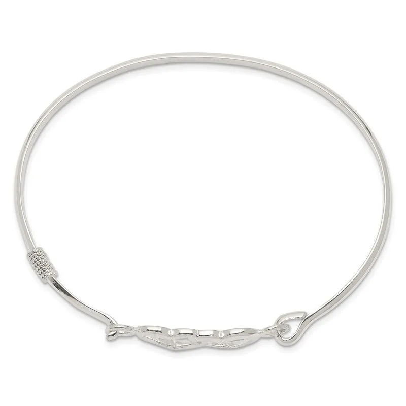 Sterling Silver Polished Heart Bangle