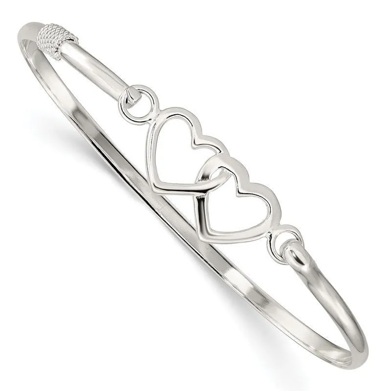 Sterling Silver Polished Heart Bangle