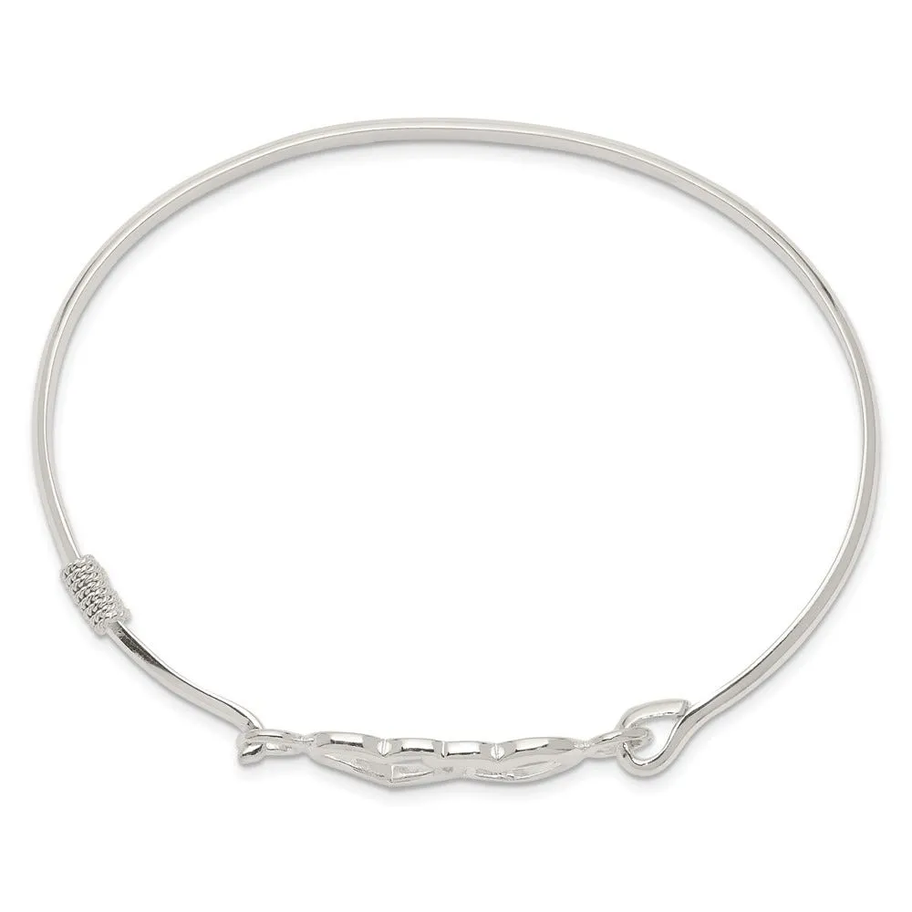 Sterling Silver Polished Heart Bangle