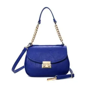 Stylish Chains and Solid Color Design Shoulder Bag For Women - Blue