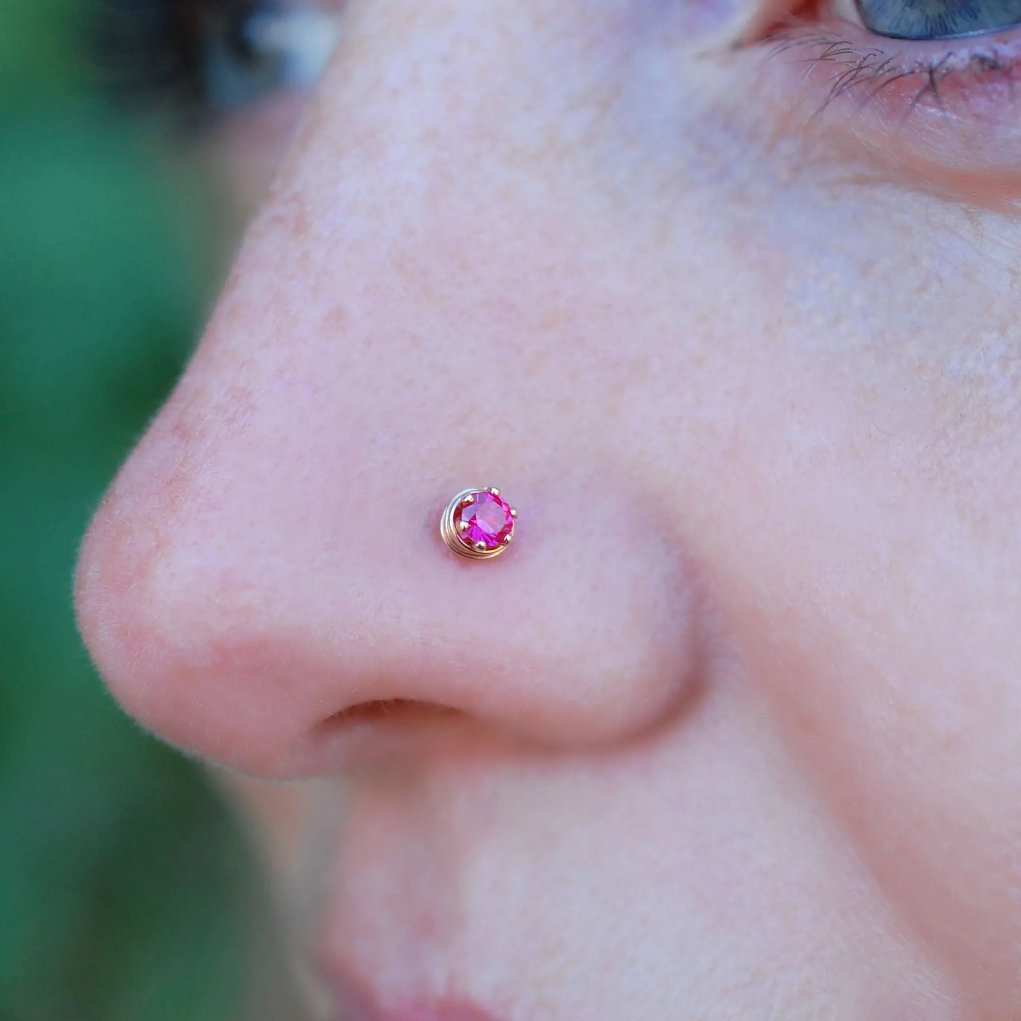 Tangled Ruby Nose Stud in Gold