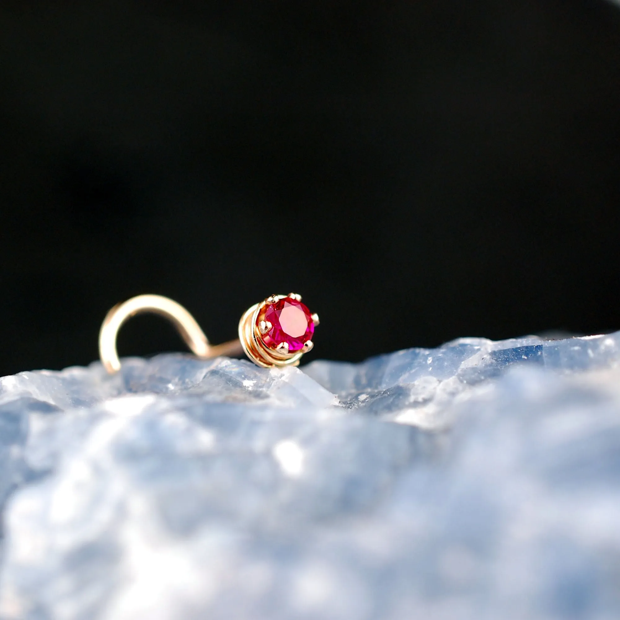 Tangled Ruby Nose Stud in Gold