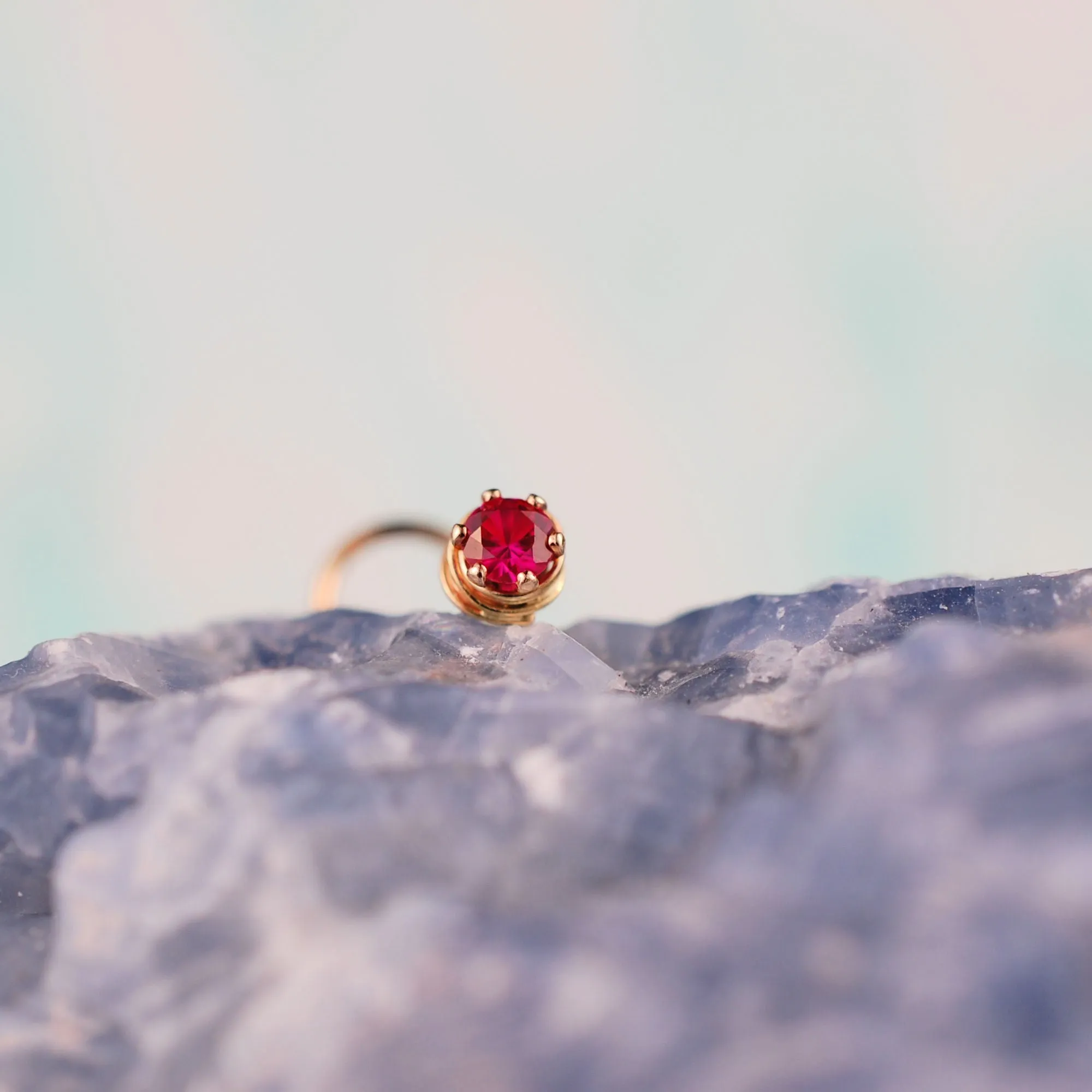 Tangled Ruby Nose Stud in Gold