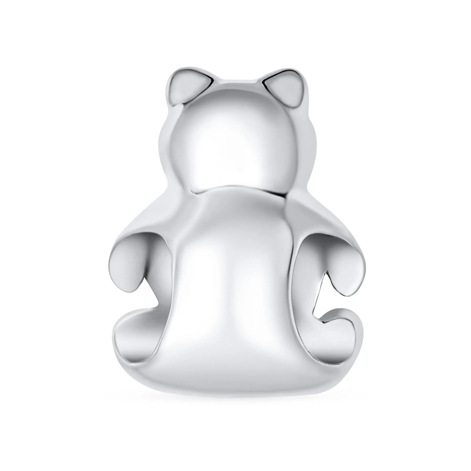 Teddy Bear Charm Bead with Heart Accent for Daughter - Sterling Silver MOP