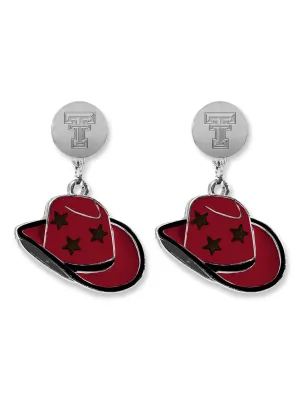 Texas Tech Double T "Stetson" Cowboy Hat Dangle Earrings