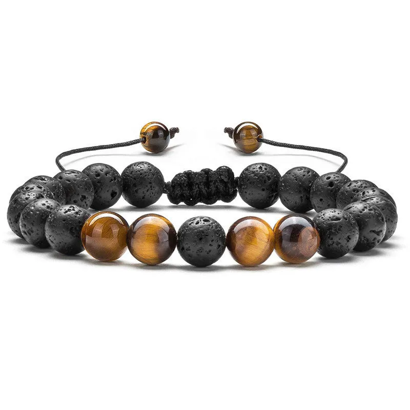 Tiger Eye Couple Matte Black Agate Beads Bracelet