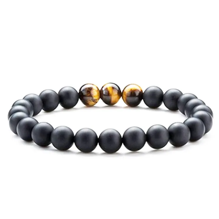 Tiger Eye Couple Matte Black Agate Beads Bracelet