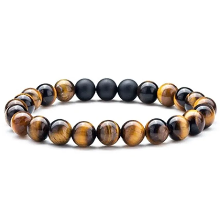 Tiger Eye Couple Matte Black Agate Beads Bracelet