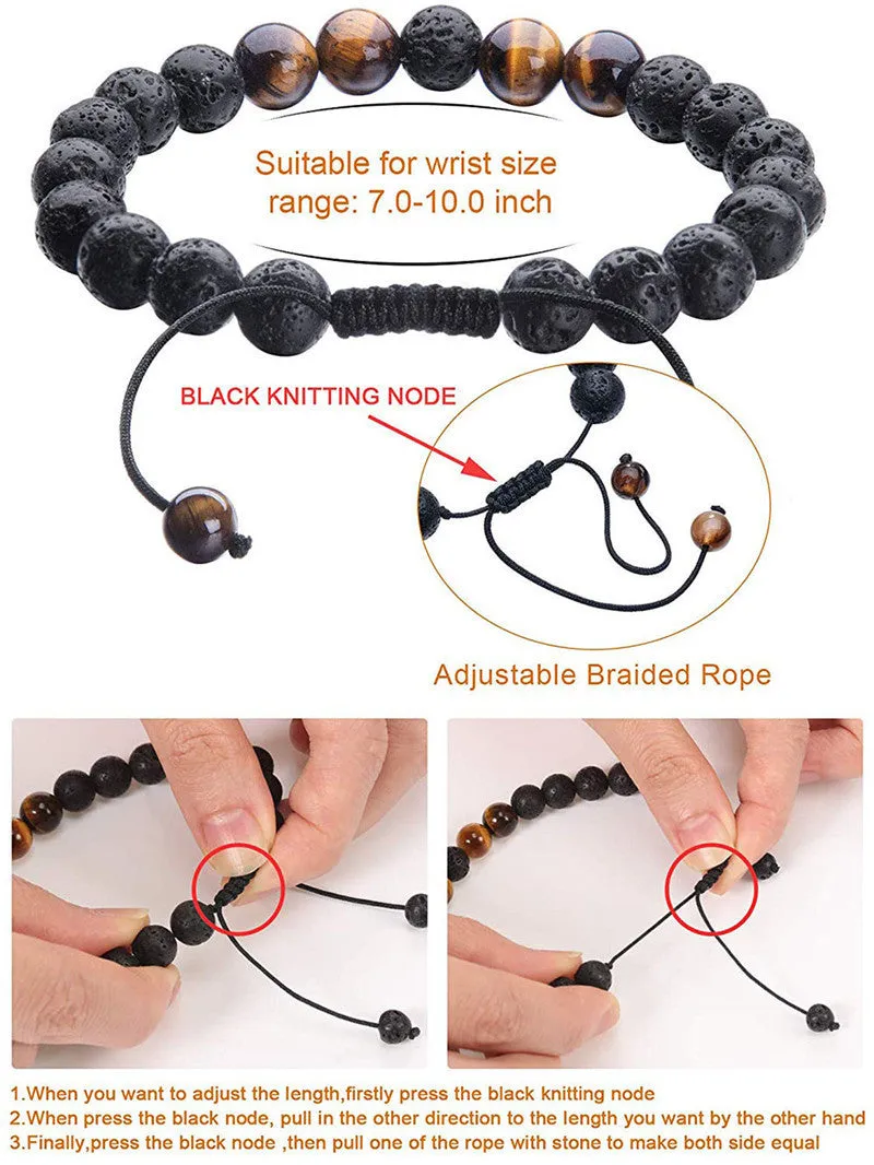 Tiger Eye Couple Matte Black Agate Beads Bracelet