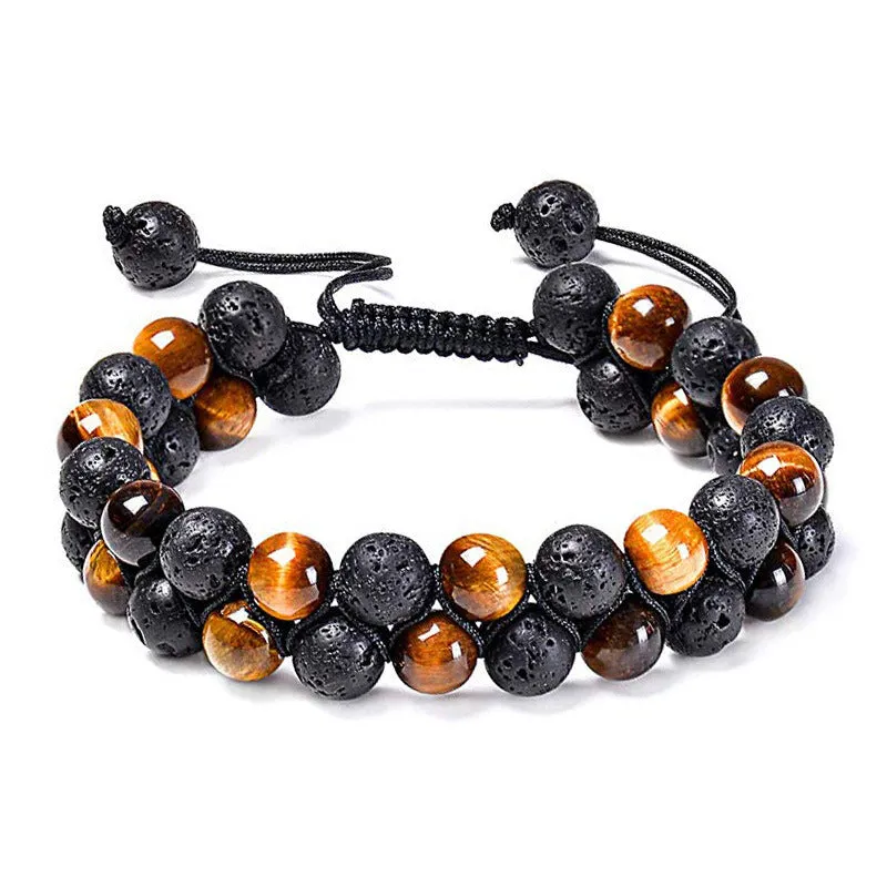 Tiger Eye Couple Matte Black Agate Beads Bracelet