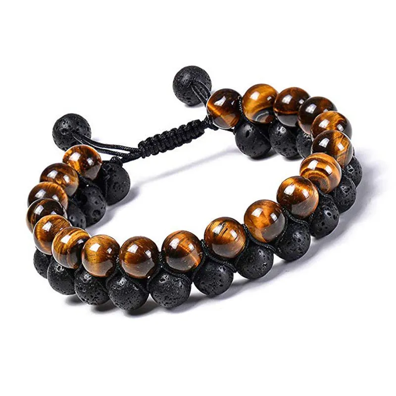 Tiger Eye Couple Matte Black Agate Beads Bracelet