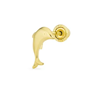 Tiny Minimalist 14K Gold Dolphins Cartilage Ear Stud Earring with Safety Screw Back