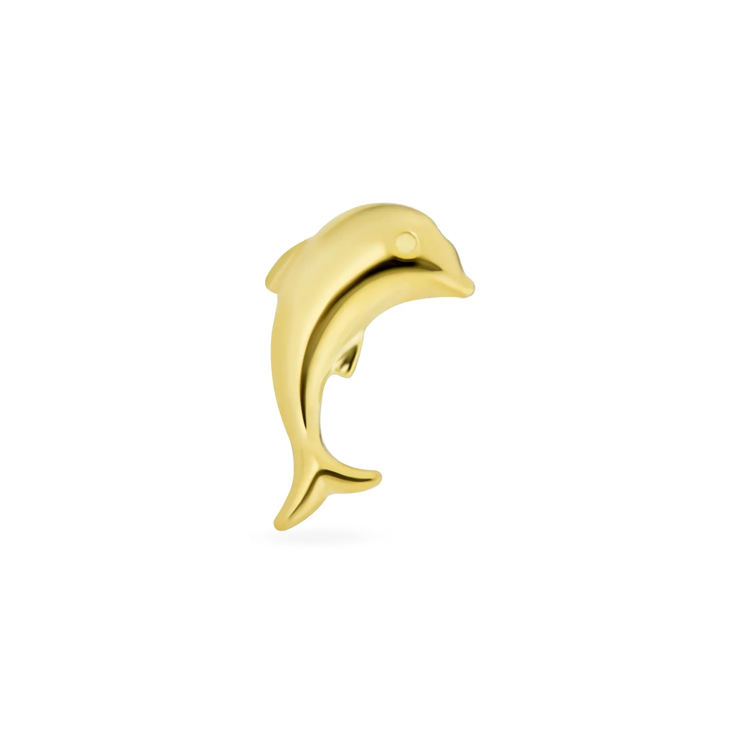 Tiny Minimalist 14K Gold Dolphins Cartilage Ear Stud Earring with Safety Screw Back