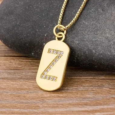 Trendy Initial Pendant Necklace with Initial A-Z Zircon in Gold Color