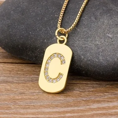 Trendy Initial Pendant Necklace with Initial A-Z Zircon in Gold Color