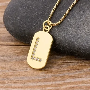 Trendy Initial Pendant Necklace with Initial A-Z Zircon in Gold Color