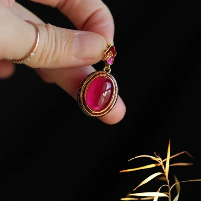 VAIGE Elegant Gold Carnelian Flower Enamel Rings in Vibrant Red and Gold