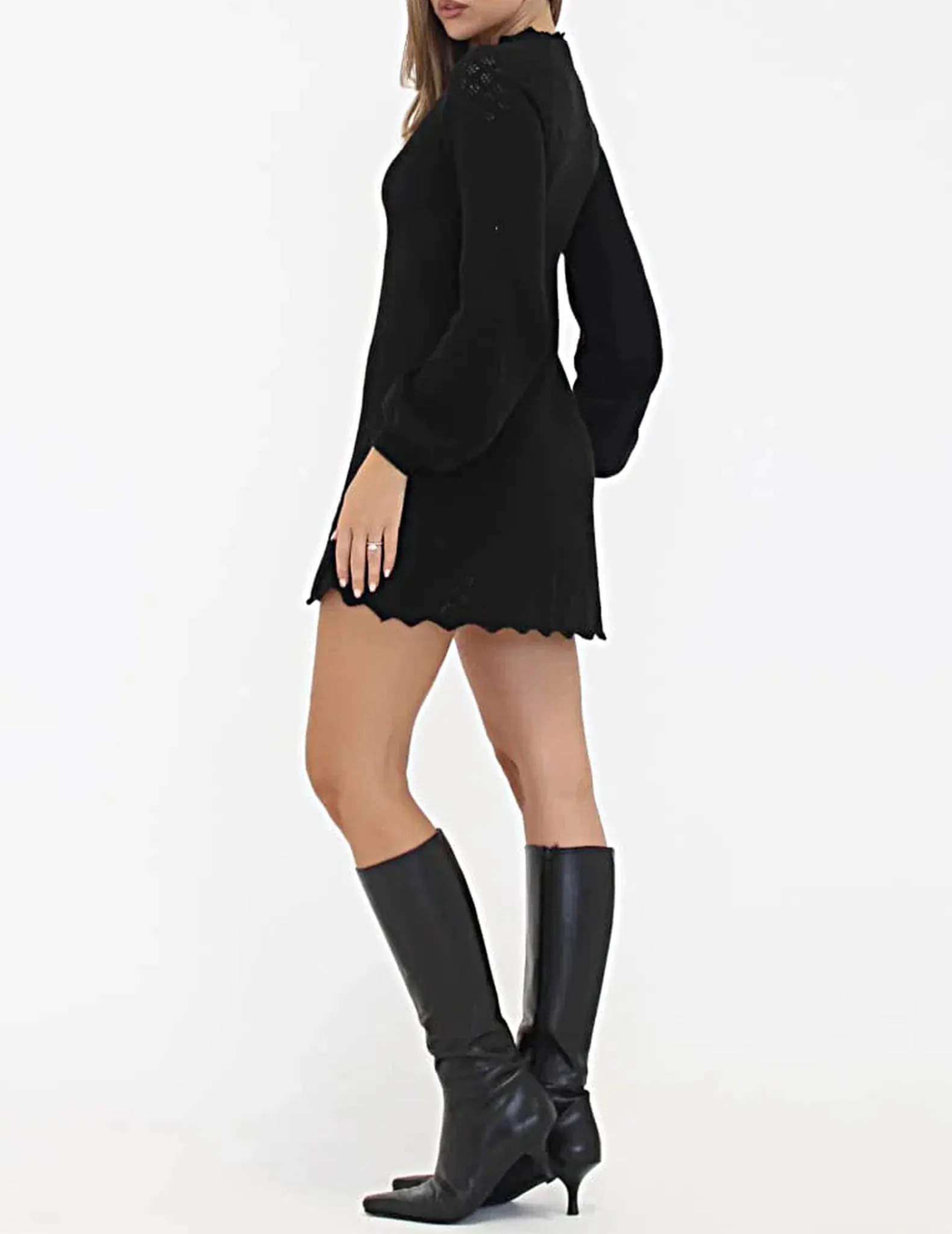 Vermont Black Knit Mini Dress