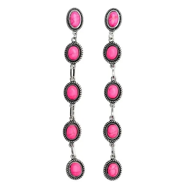 West & Co. Linked Pink Stone Dangle Earrings