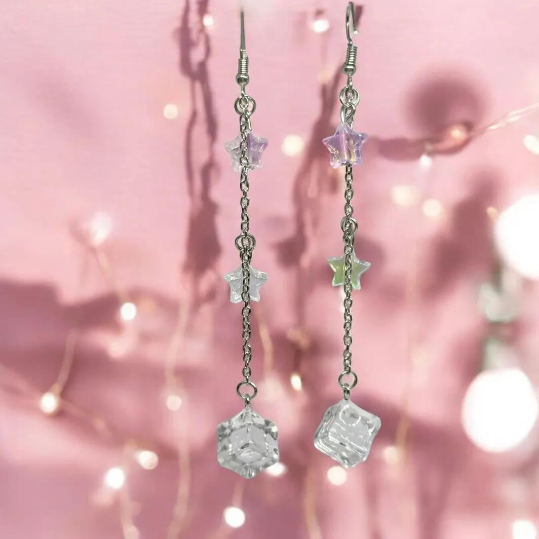 Y2K - Icecube earrings | oversize statement | cute kawaii earrings | glitter stars earrings