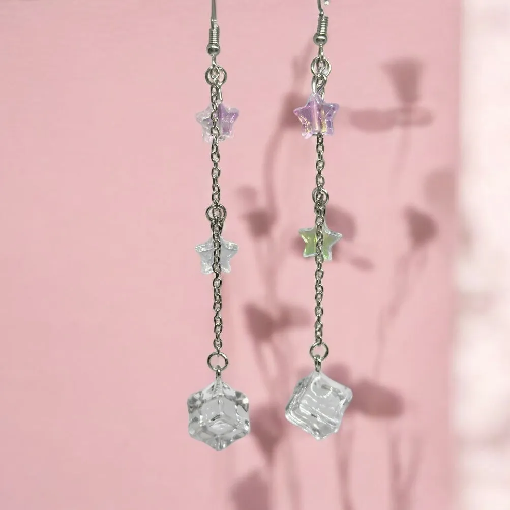 Y2K - Icecube earrings | oversize statement | cute kawaii earrings | glitter stars earrings