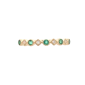 Yellow Gold Emerald and Diamond Ring