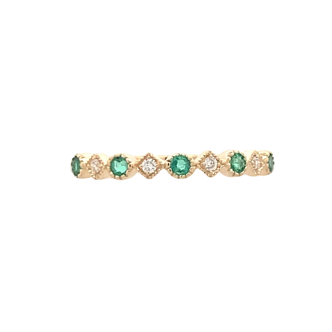 Yellow Gold Emerald and Diamond Ring