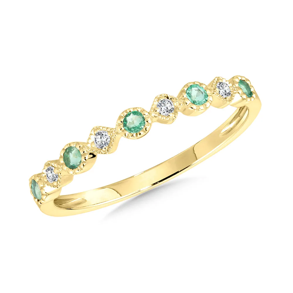 Yellow Gold Emerald and Diamond Ring