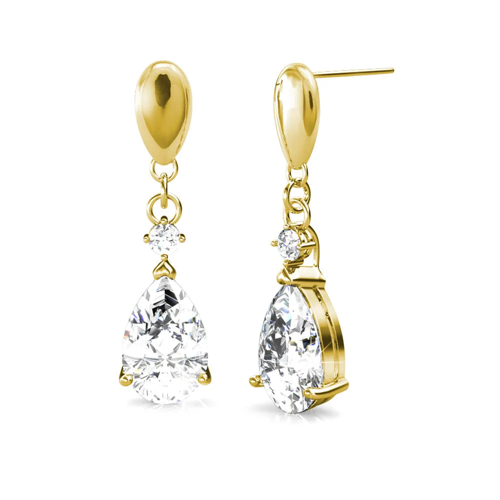 Zoey "Playful" 18K White Gold Drop Earrings with Swarovski Crystals