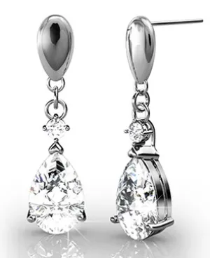 Zoey "Playful" 18K White Gold Drop Earrings with Swarovski Crystals