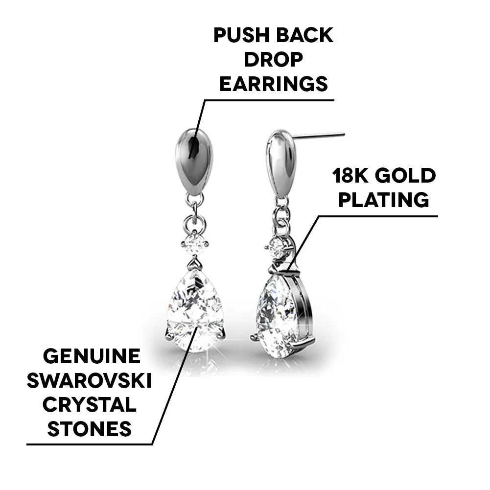 Zoey "Playful" 18K White Gold Drop Earrings with Swarovski Crystals